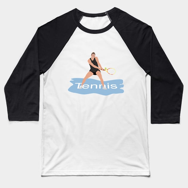 woman playing in tennis tournament Baseball T-Shirt by GiCapgraphics